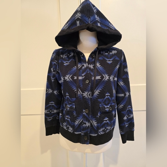 Ralph Lauren Aztec Blue and Black Hooded Cardigan - Picture 1 of 10